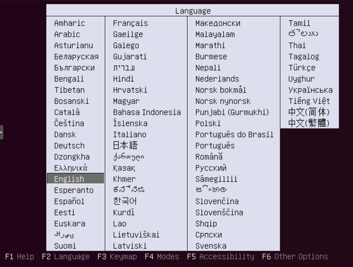 Ubuntu Installation: Sprachauswahl 1