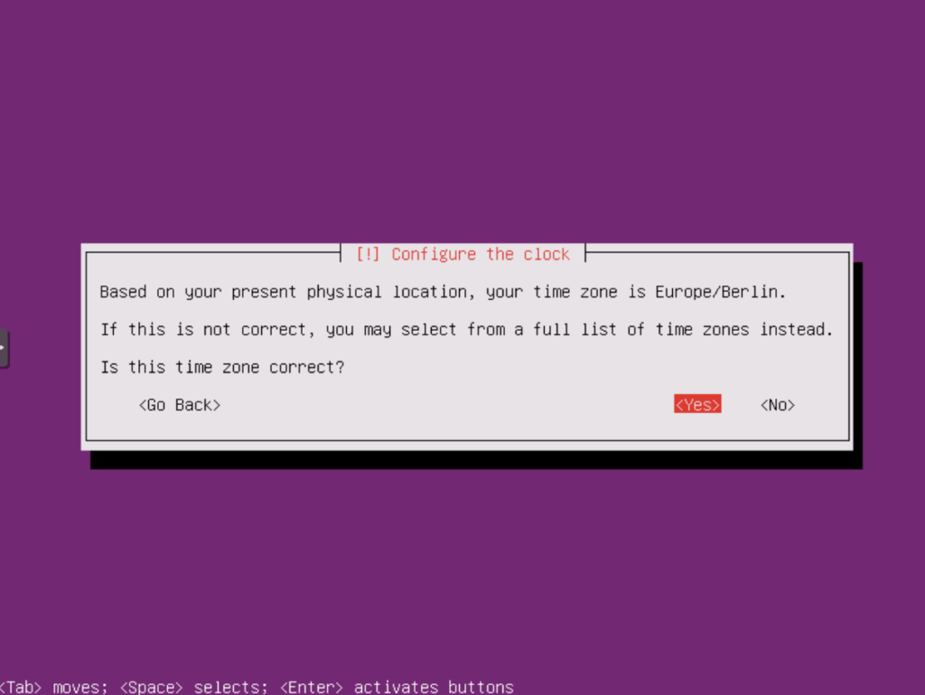 Ubuntu Installation: Zeitzonen Einstellung