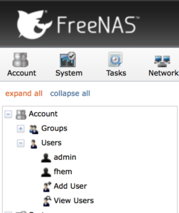 freeNAS neuen Nutzer anlegen