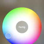 Homekit App am iPhone mit der Farbauswahl für eine E27 Philips Hue LED