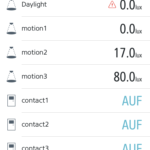 Homekit App (Eve) mit der Auflistung der neuen Sensoren von Xiaomi